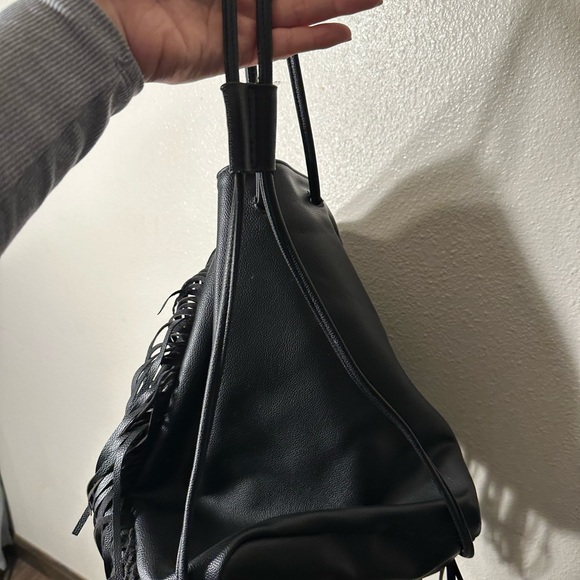 Victoria secret black fringe bucket backpack - Picture 9 of 16